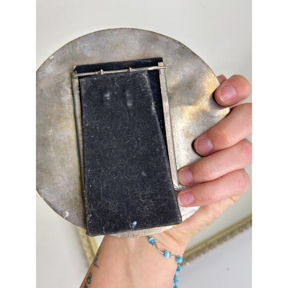 rare Vintage Asian silvered metal and agate stones set photograph frame - Picture 9 of 9